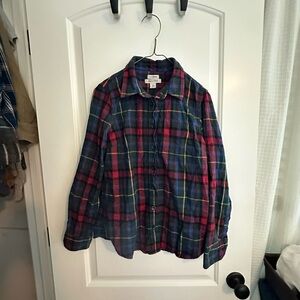 LL Bean Scotch Plaid Button-Up Shirt XS Petite